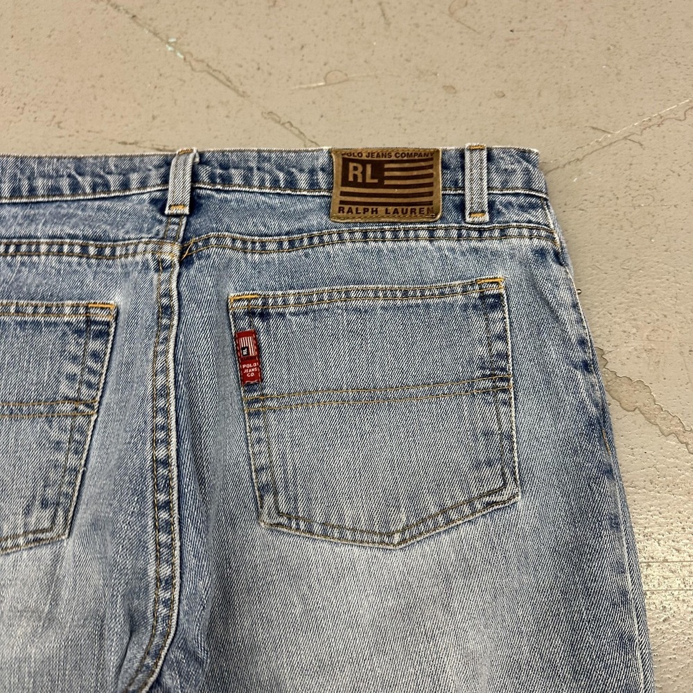Polo Ralph Lauren Jeans Mens 31 Blue Straight Leg Denim Flag Logo Casual - Picture 3 of 11